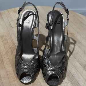 Stuart Weitzman Metallic Slingback Heels